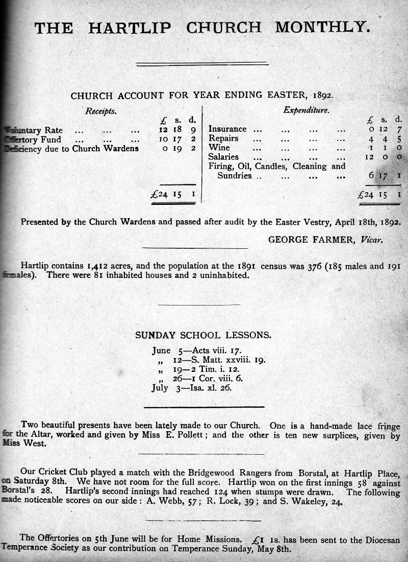 Parish Magazine page number 1 for Jun 1892