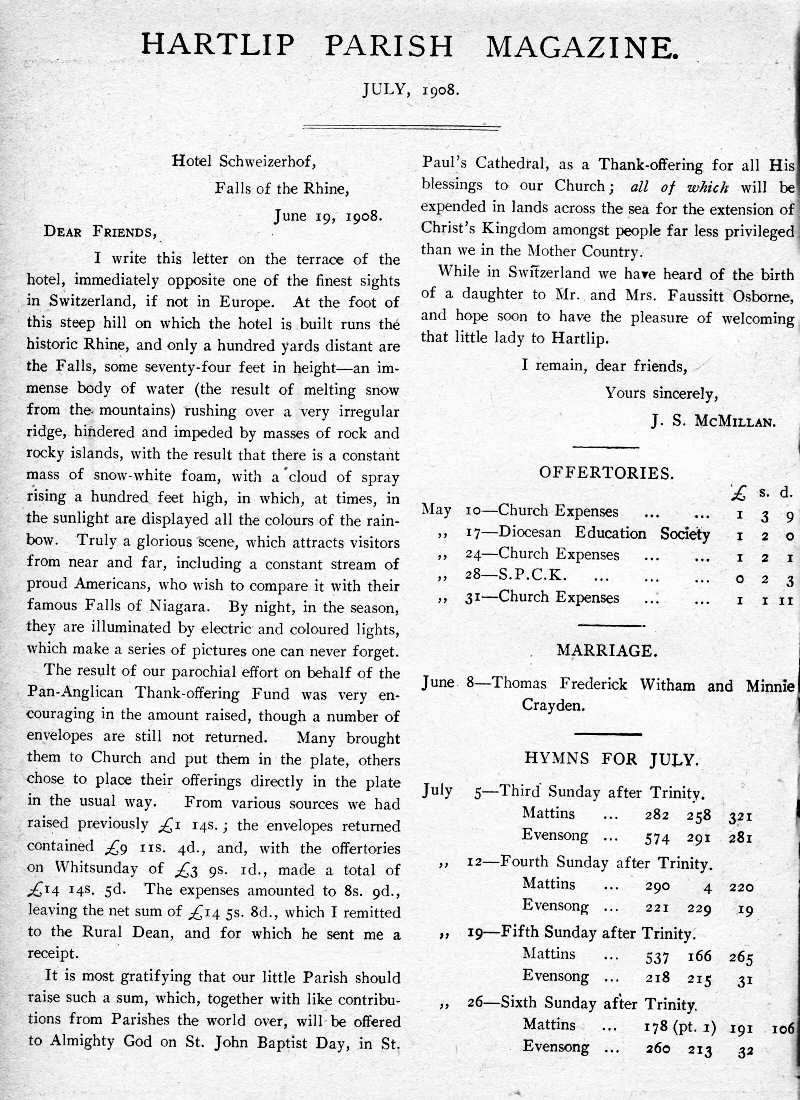 Parish Magazine page number 2 for Jul 1908
