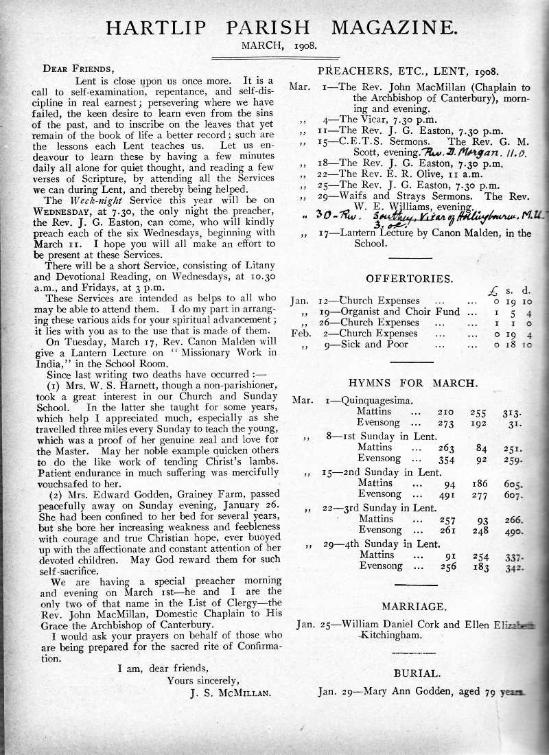 Parish Magazine page number 2 for Mar 1908