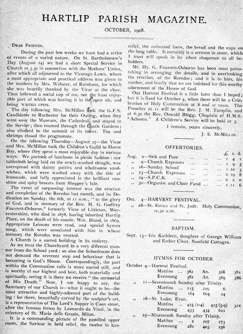 Parish Magazine page number 2 for Oct 1908