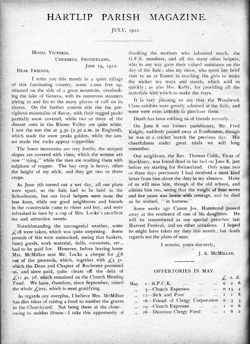 Parish Magazine page number 2 for Jul 1912