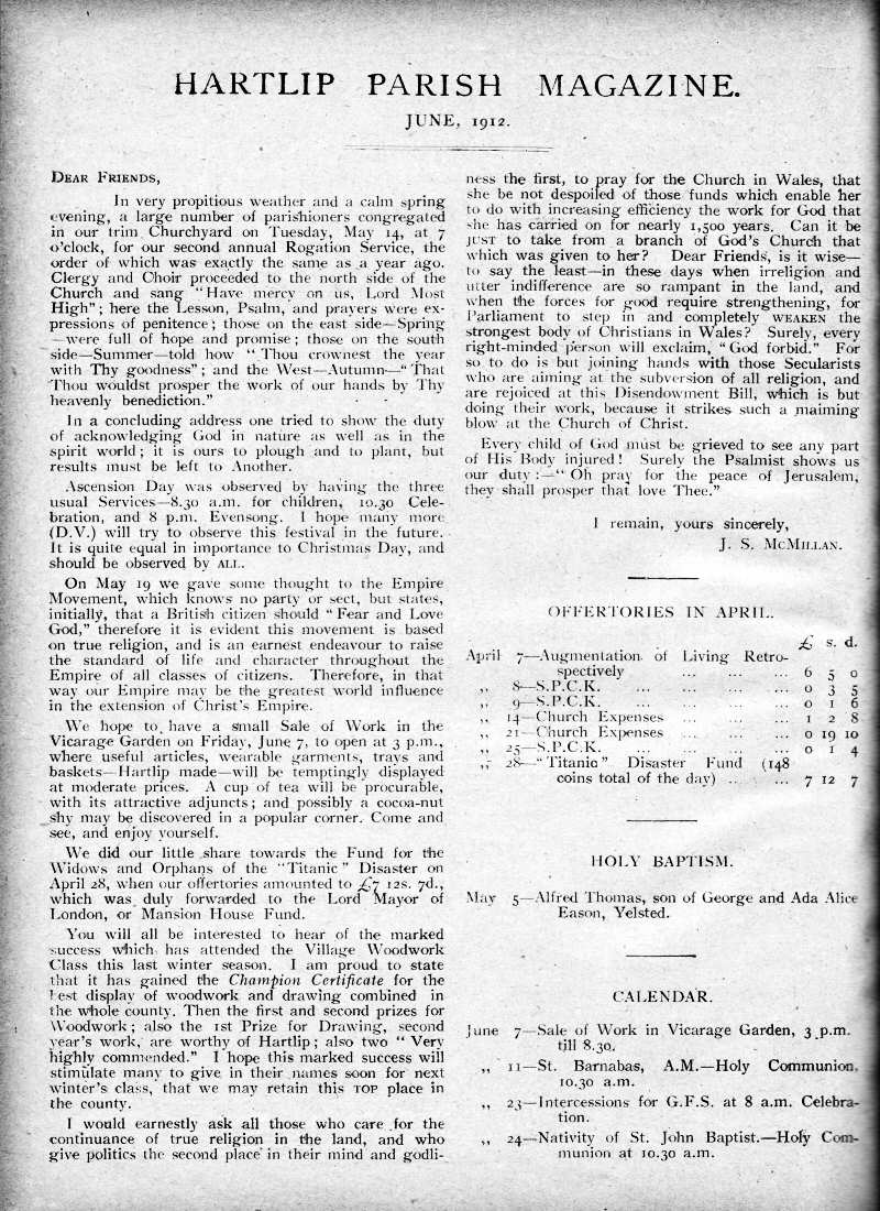 Parish Magazine page number 2 for Jun 1912