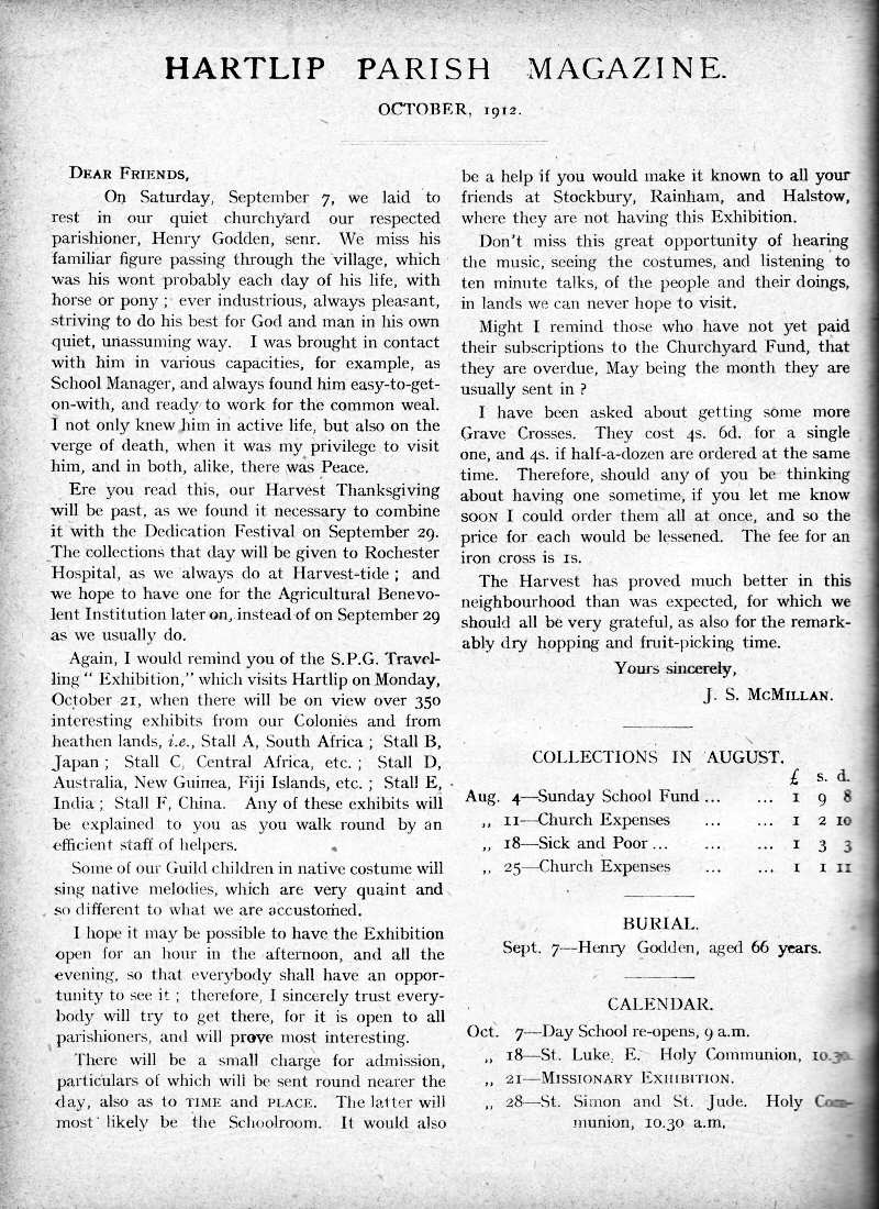 Parish Magazine page number 2 for Oct 1912