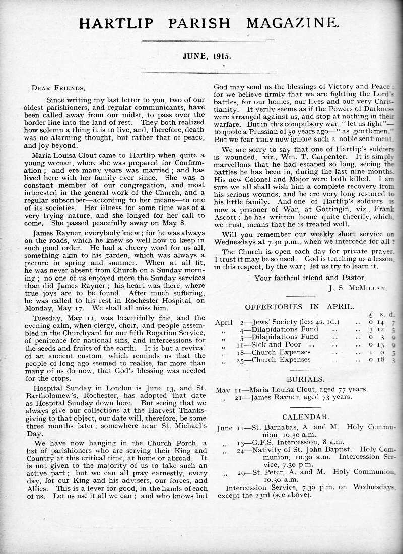 Parish Magazine page number 2 for Jun 1915