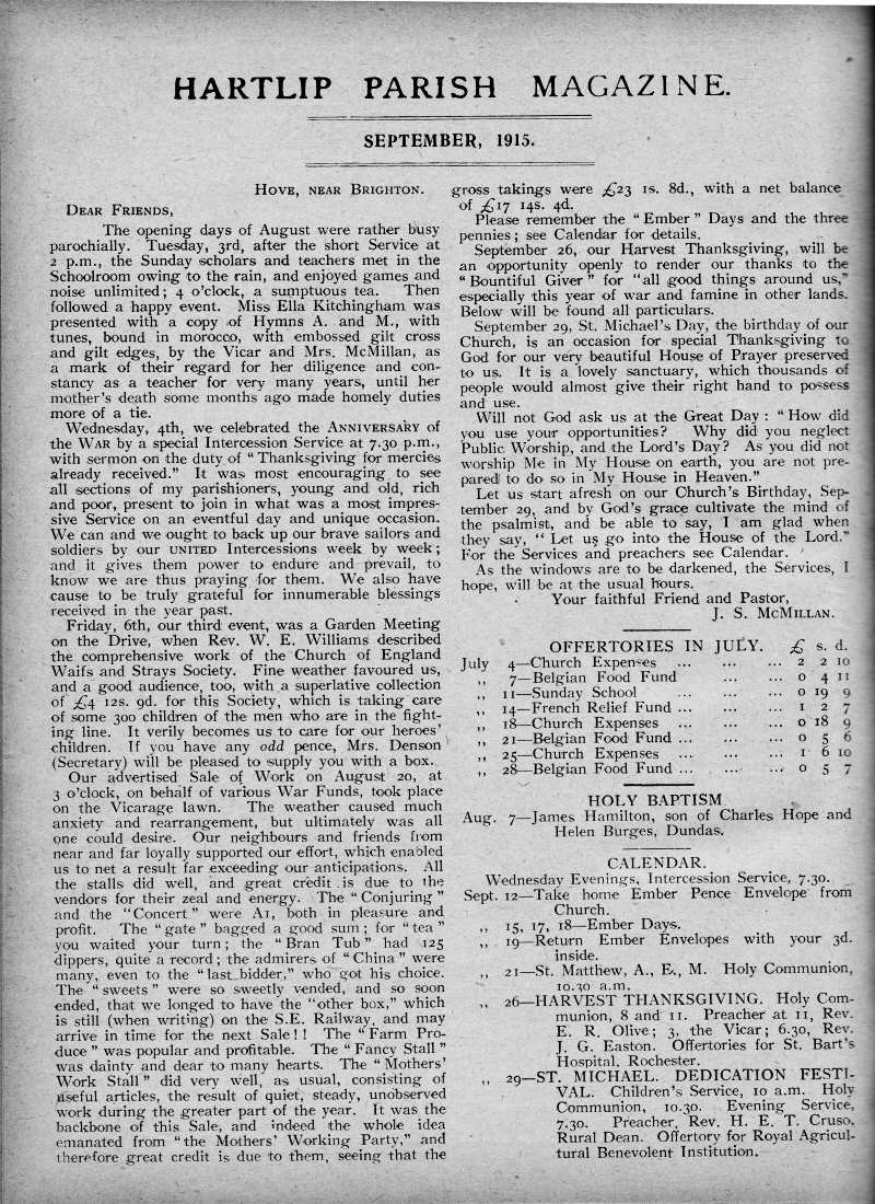 Parish Magazine page number 2 for Sep 1915