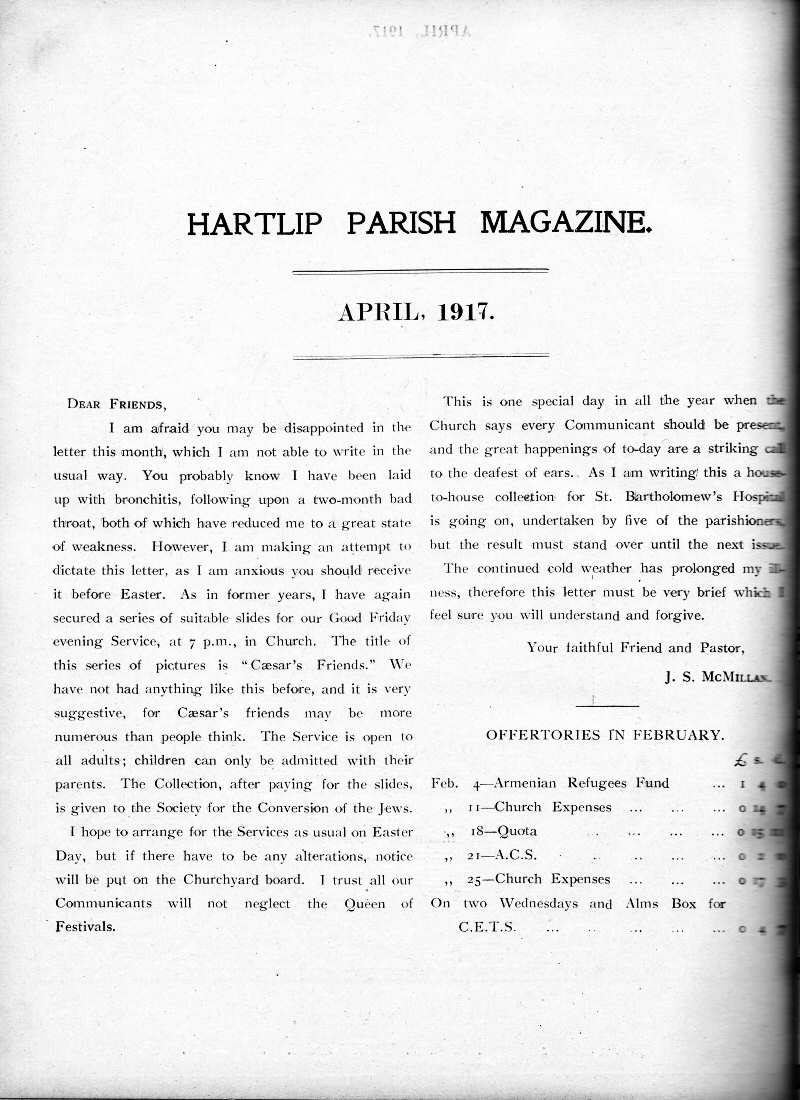 Parish Magazine page number 2 for Apr 1917