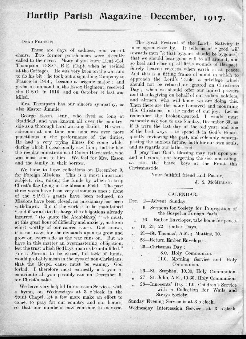 Parish Magazine page number 2 for Dec 1917