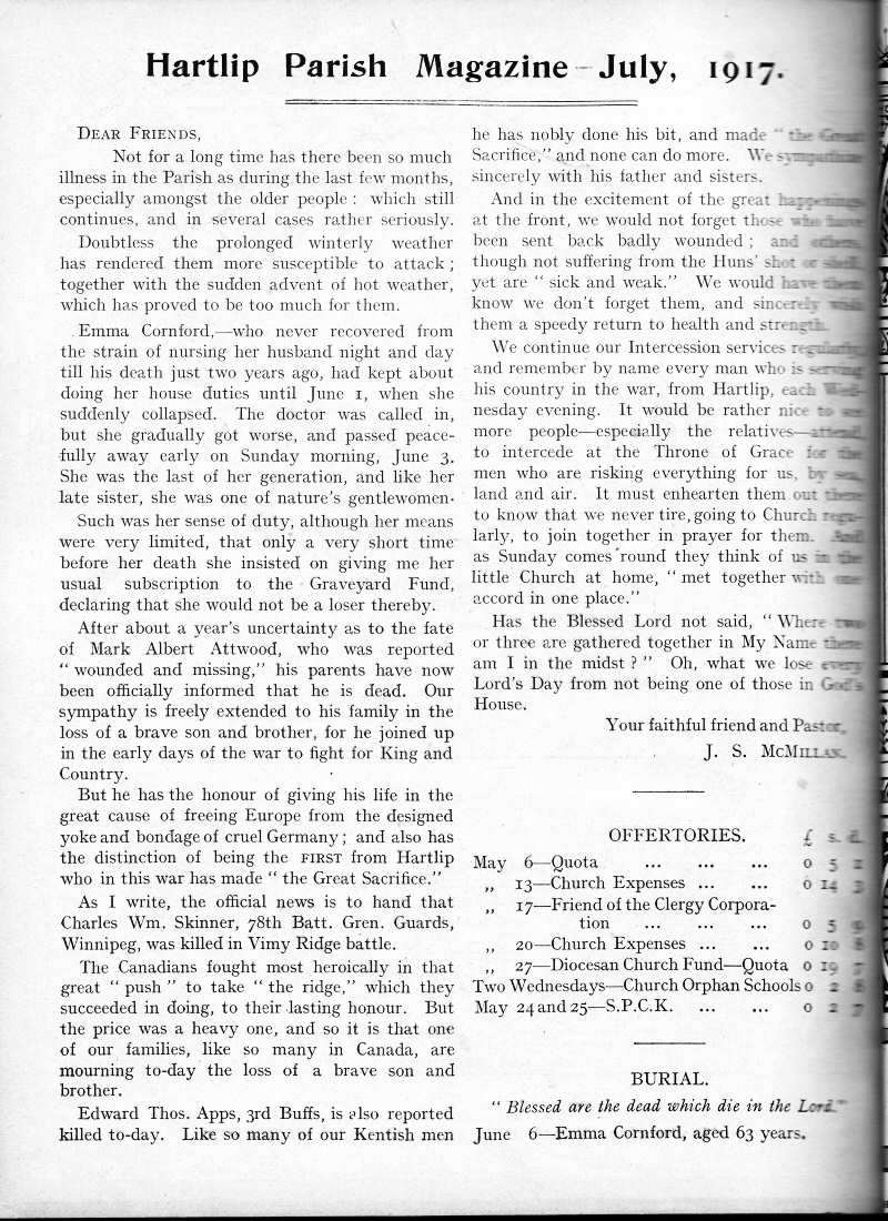 Parish Magazine page number 2 for Jul 1917
