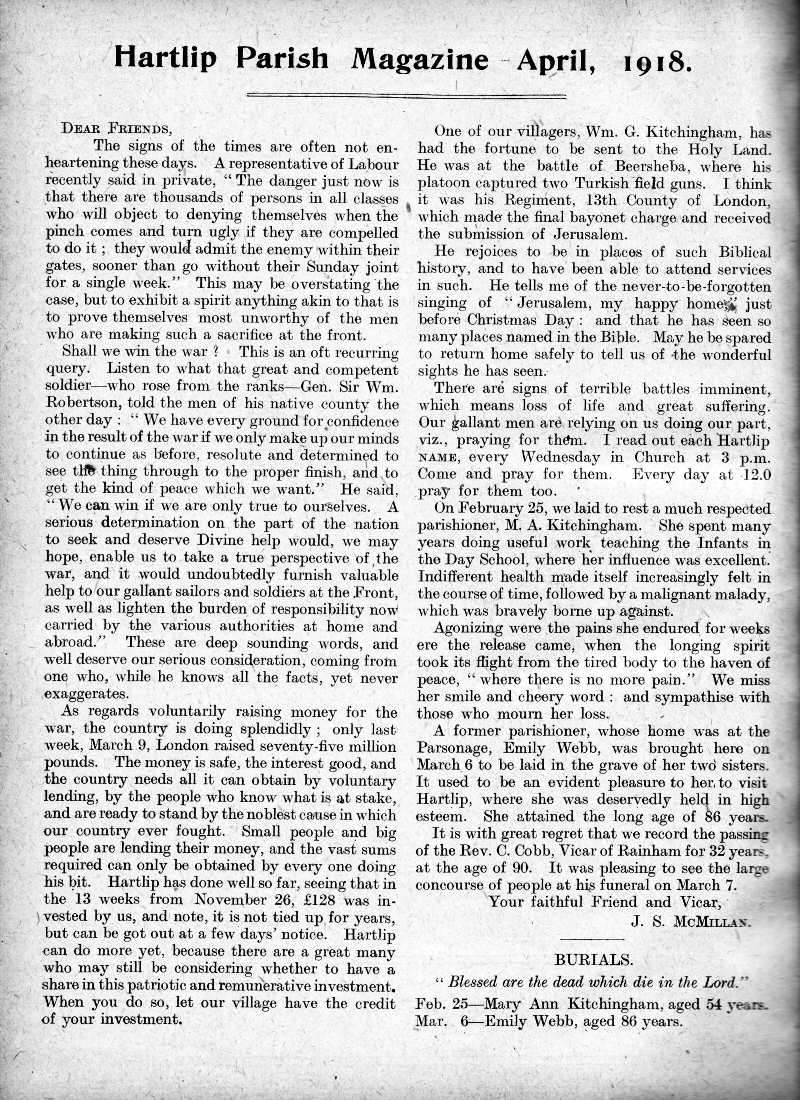Parish Magazine page number 2 for Apr 1918