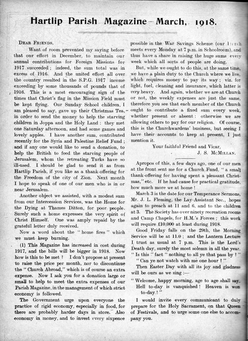 Parish Magazine page number 2 for Mar 1918