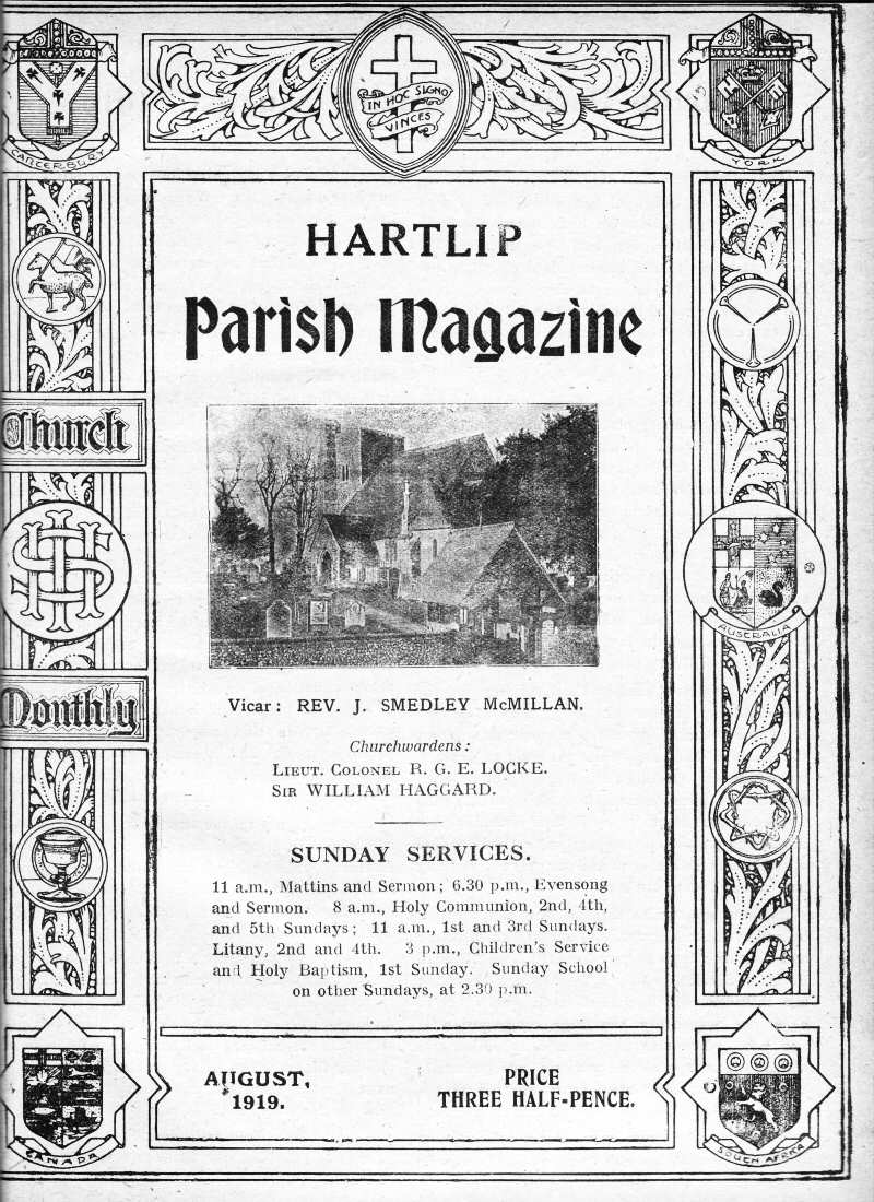 Parish Magazine page number 1 for Aug 1919