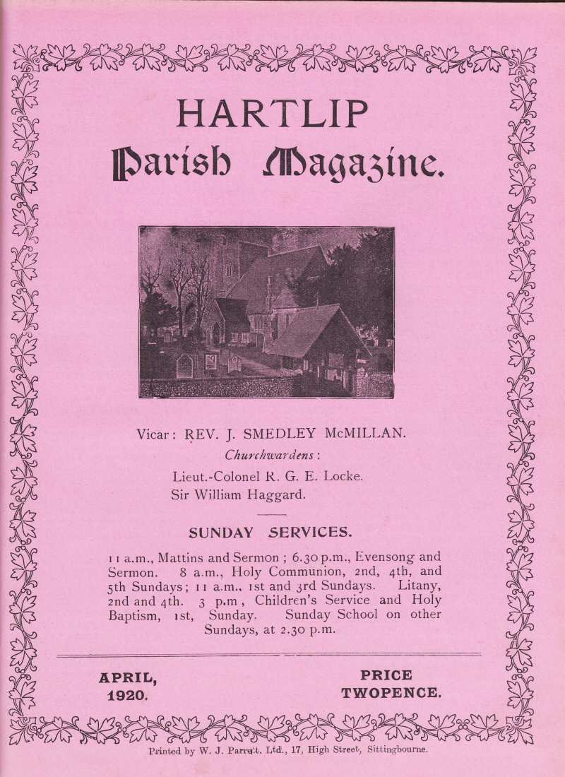 Parish Magazine page number 1 for Apr 1920