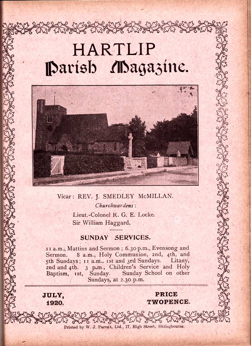 Parish Magazine page number 1 for Jul 1920