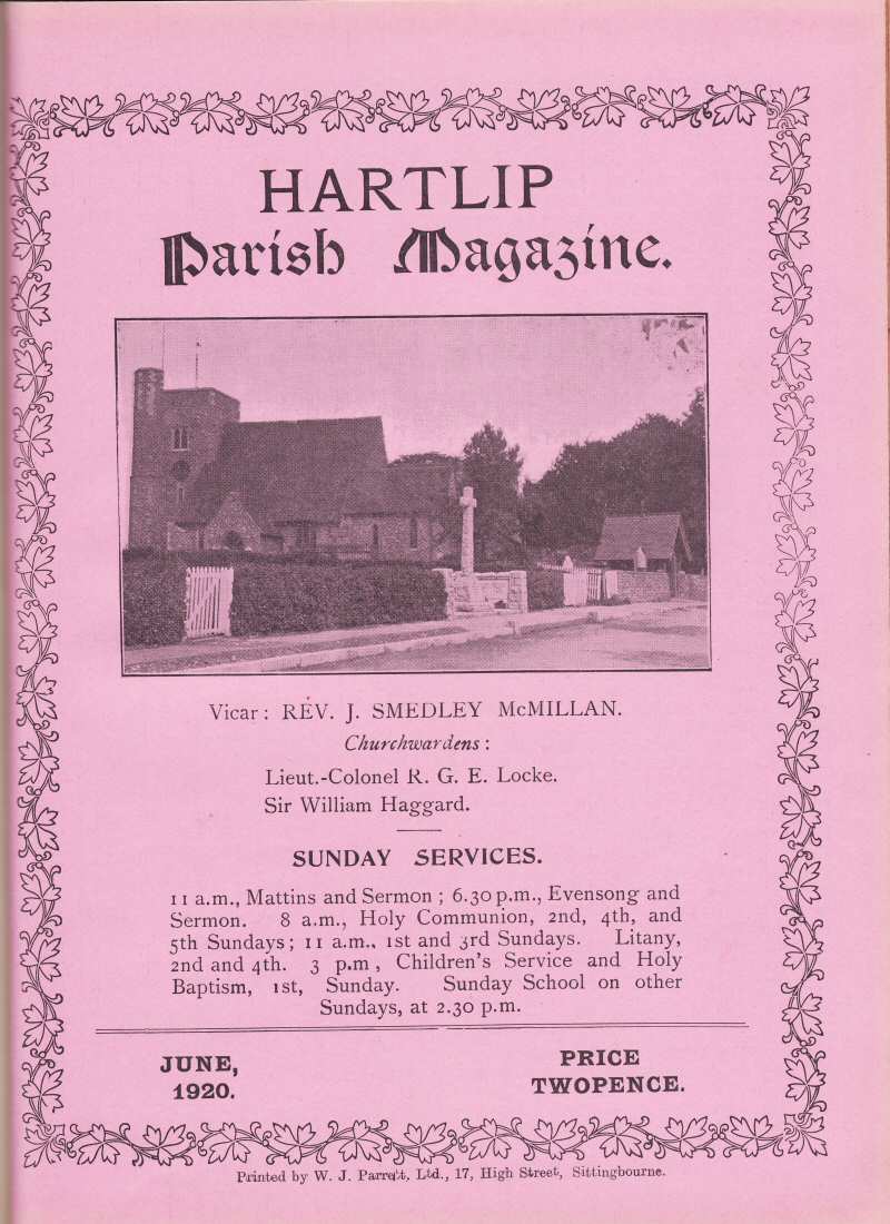 Parish Magazine page number 1 for Jun 1920