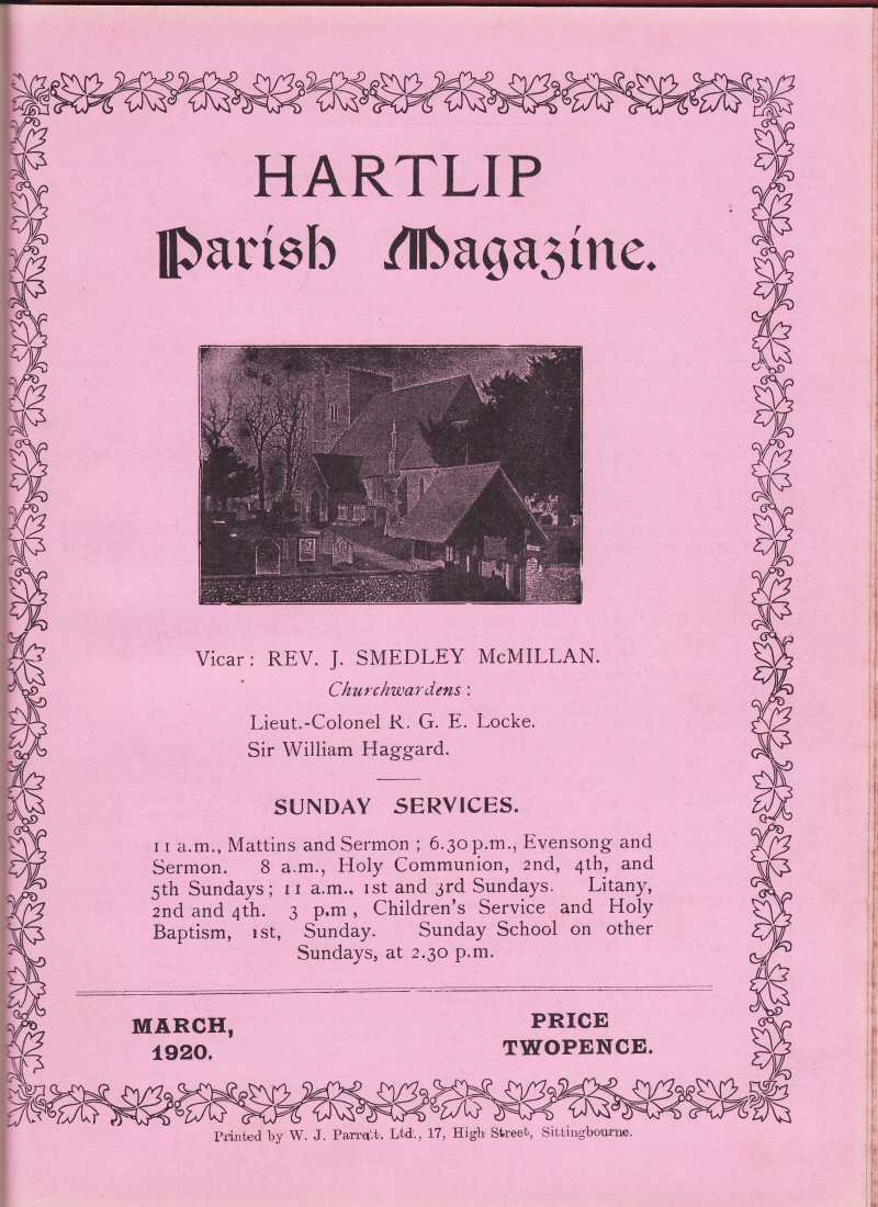 Parish Magazine page number 1 for Mar 1920