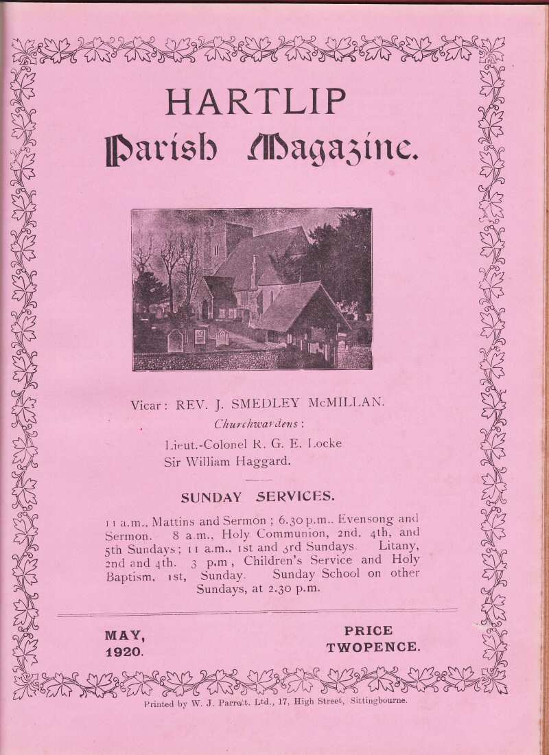 Parish Magazine page number 1 for May 1920