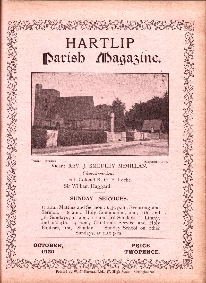 Parish Magazine page number 1 for Oct 1920