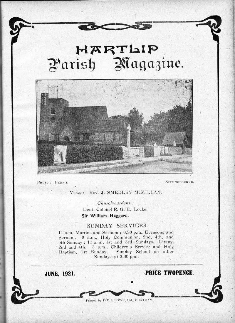 Parish Magazine page number 1 for Jun 1921