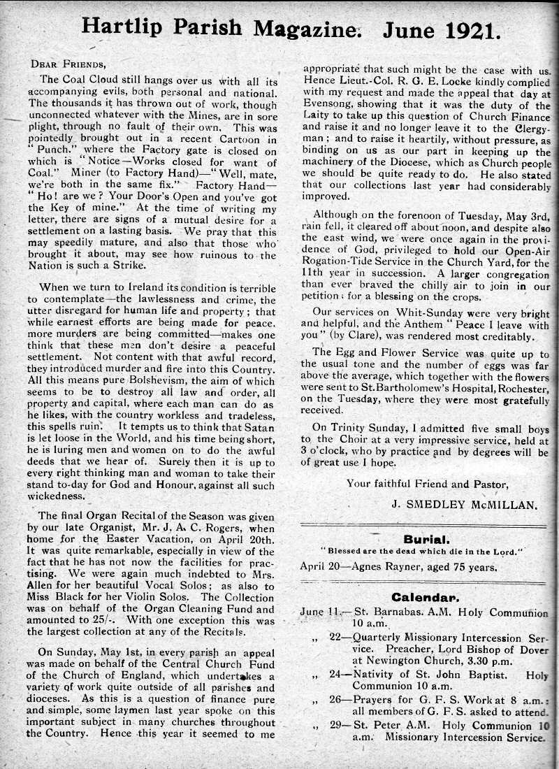 Parish Magazine page number 2 for Jun 1921