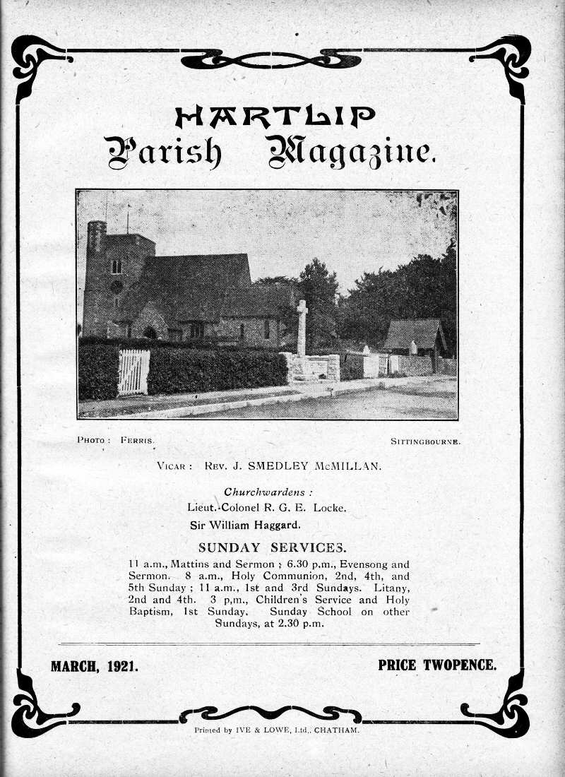 Parish Magazine page number 1 for Mar 1921