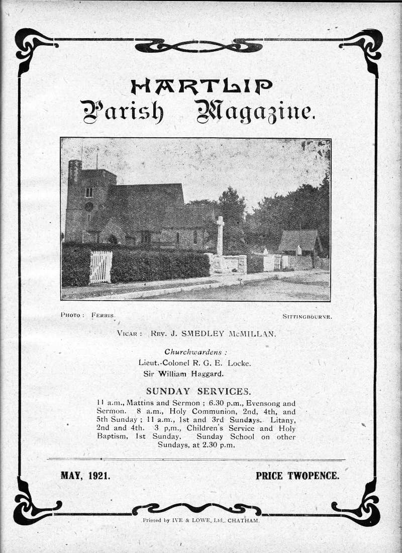 Parish Magazine page number 1 for May 1921