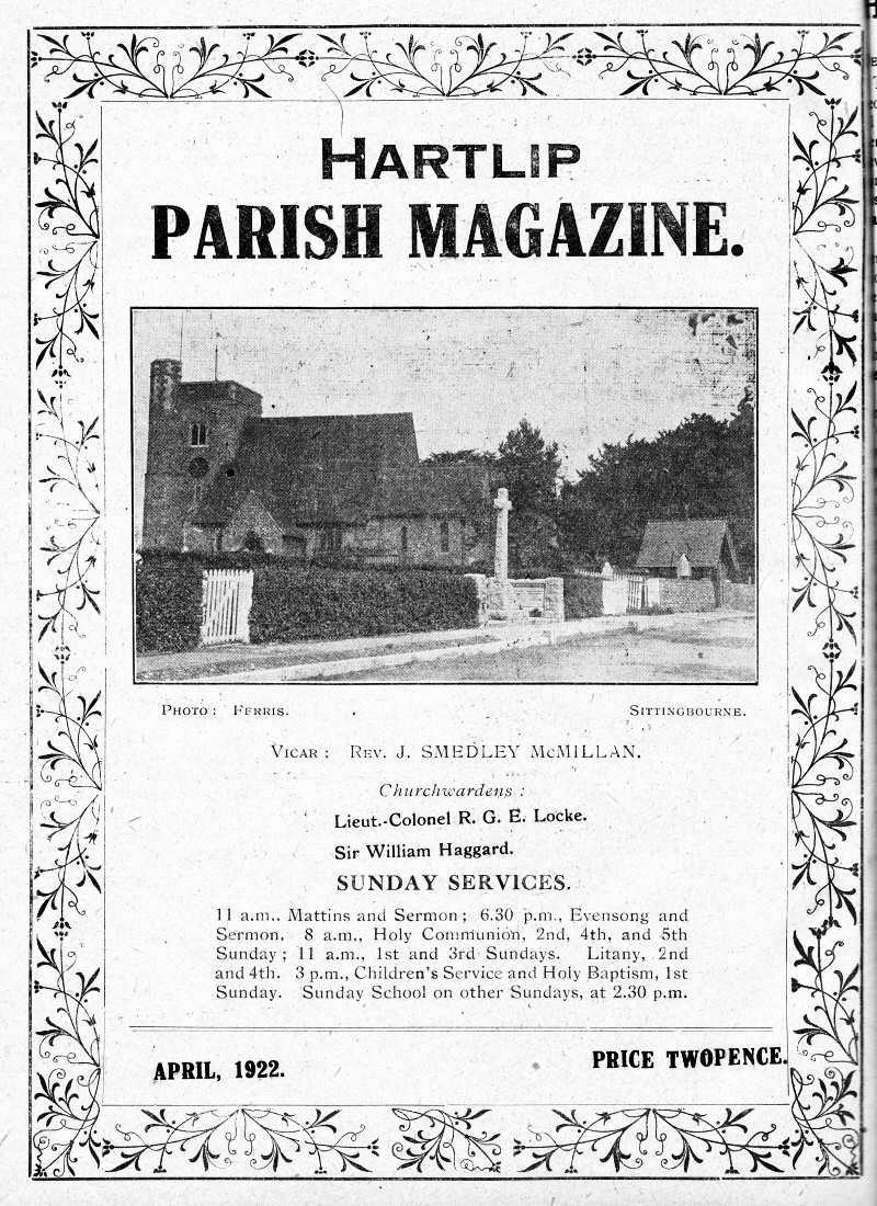 Parish Magazine page number 1 for Apr 1922
