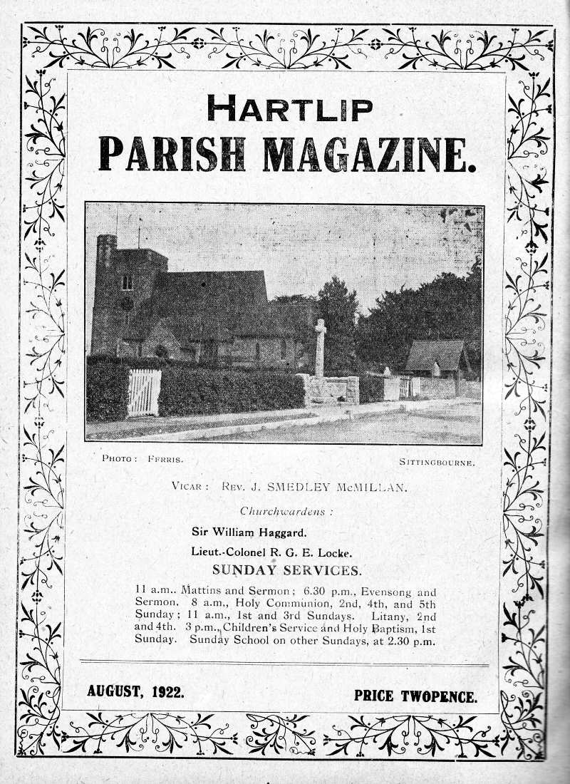Parish Magazine page number 1 for Aug 1922