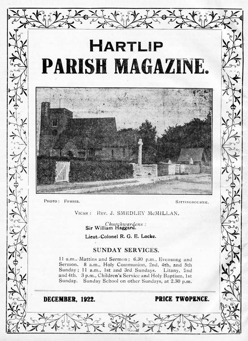 Parish Magazine page number 1 for Dec 1922