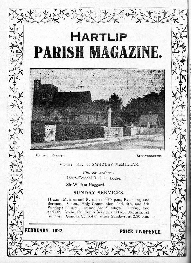 Parish Magazine page number 1 for Feb 1922