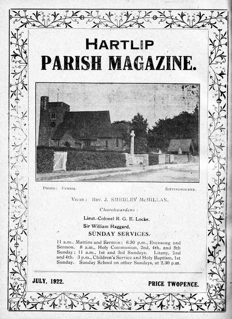 Parish Magazine page number 1 for Jul 1922