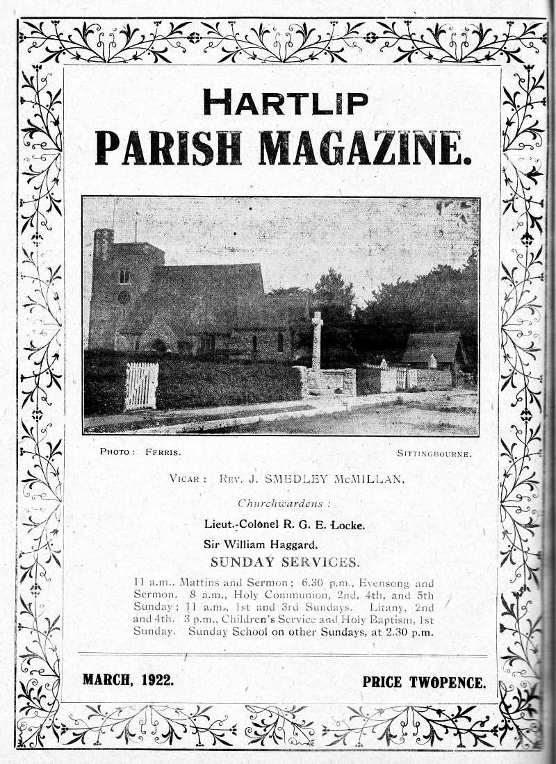 Parish Magazine page number 1 for Mar 1922