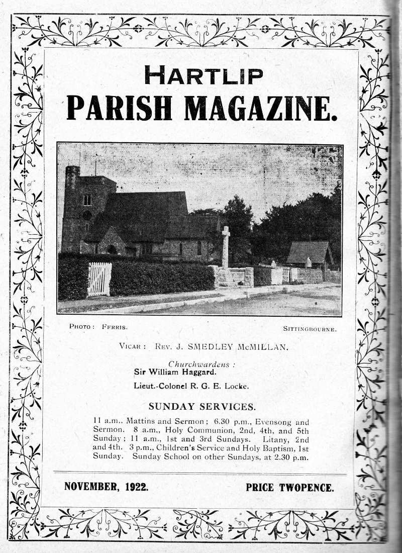 Parish Magazine page number 1 for Nov 1922