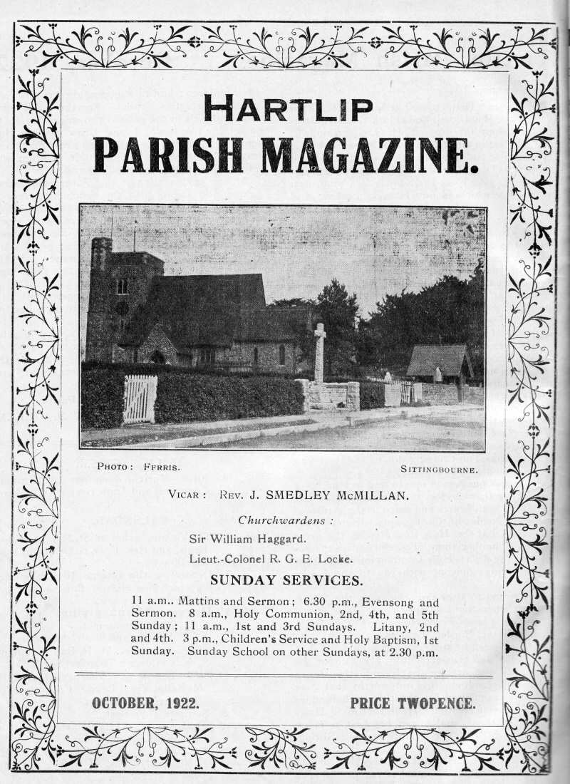 Parish Magazine page number 1 for Oct 1922