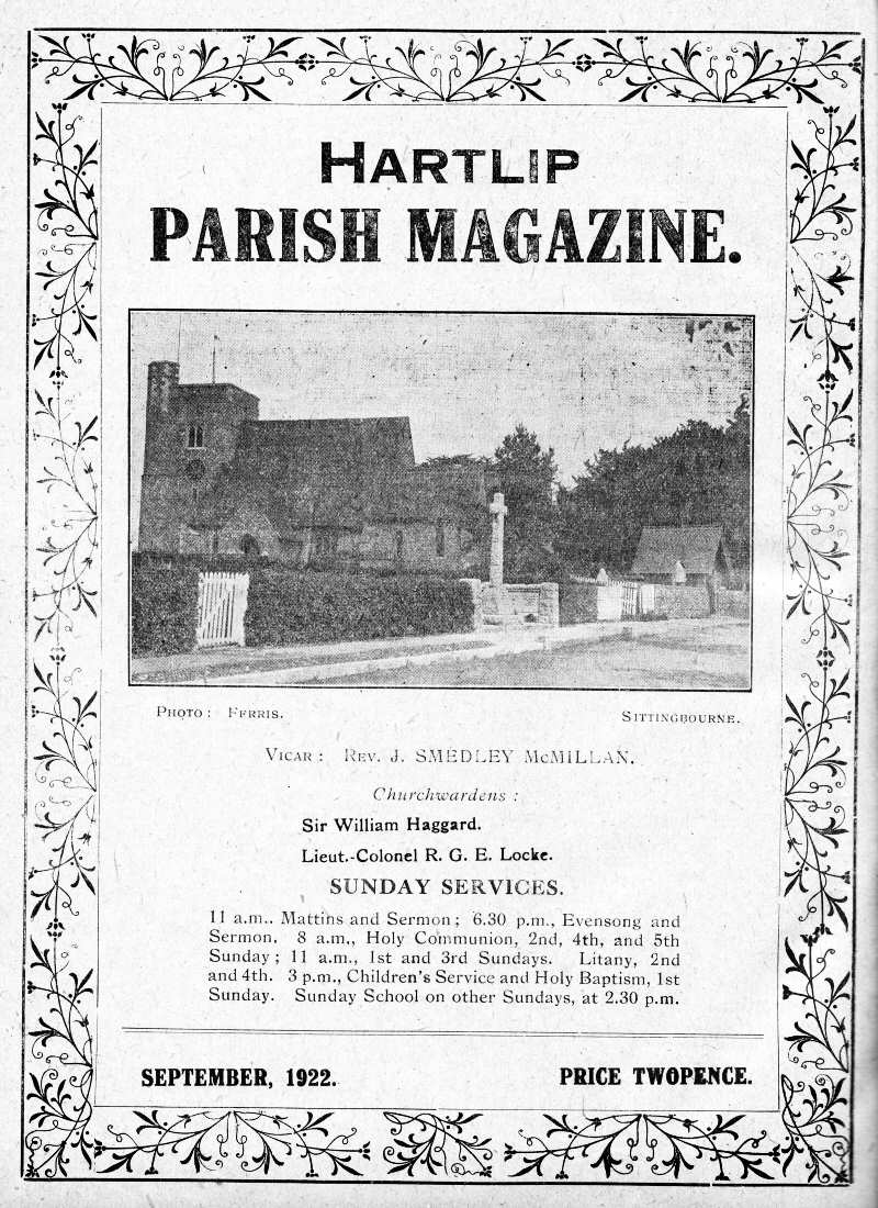 Parish Magazine page number 1 for Sep 1922