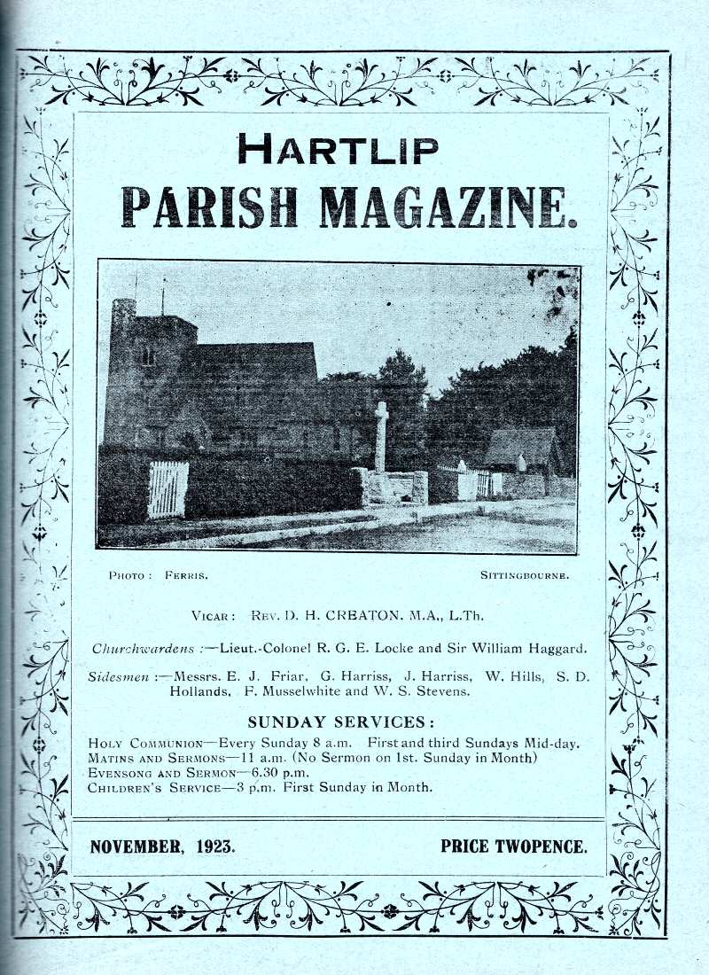 Parish Magazine page number 1 for Nov 1923