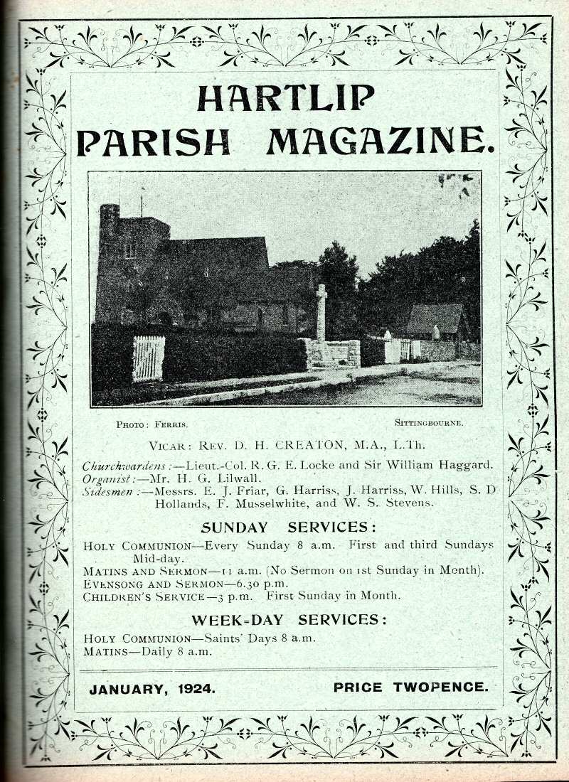 Parish Magazine page number 1 for Jan 1924