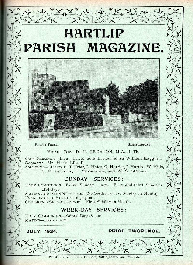 Parish Magazine page number 1 for Jul 1924