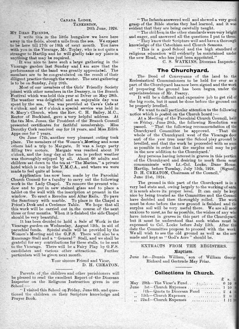 Parish Magazine page number 2 for Jul 1924