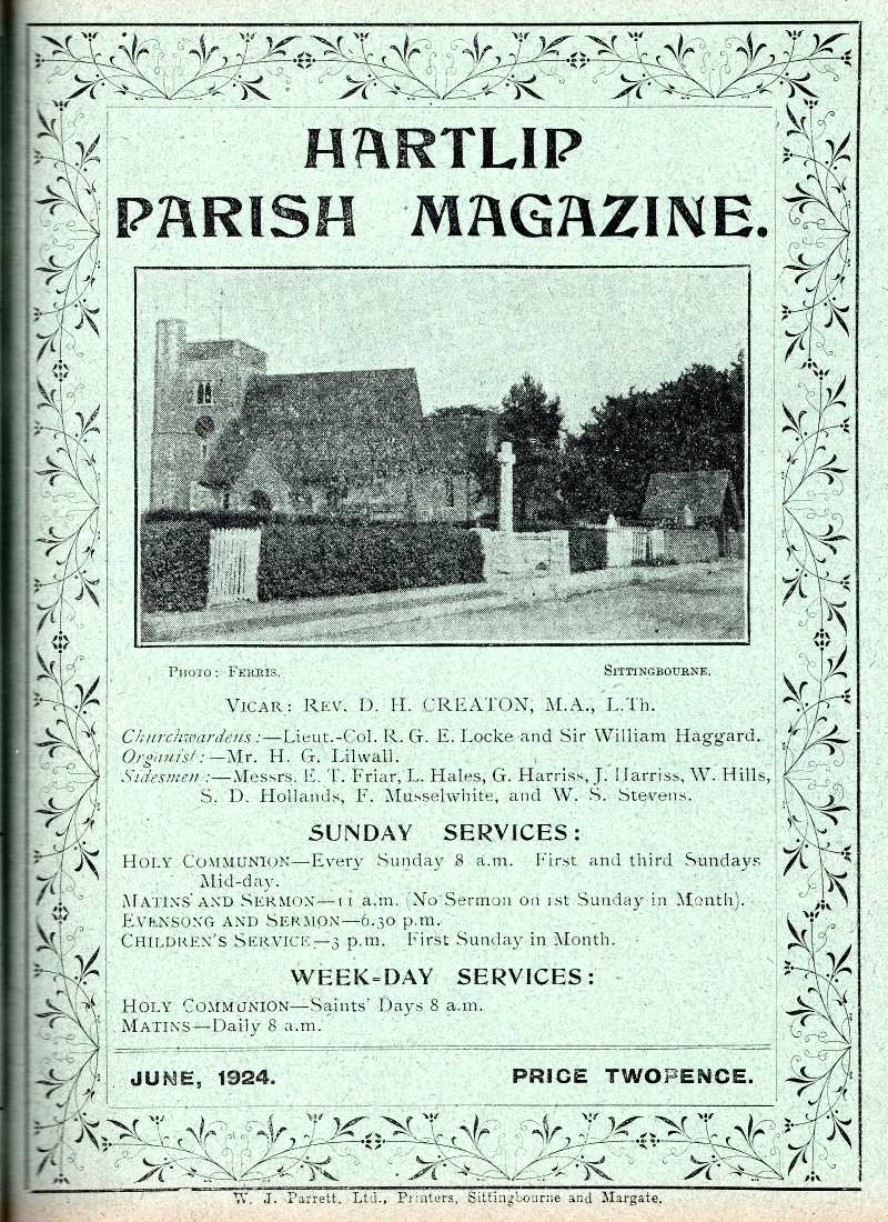 Parish Magazine page number 1 for Jun 1924