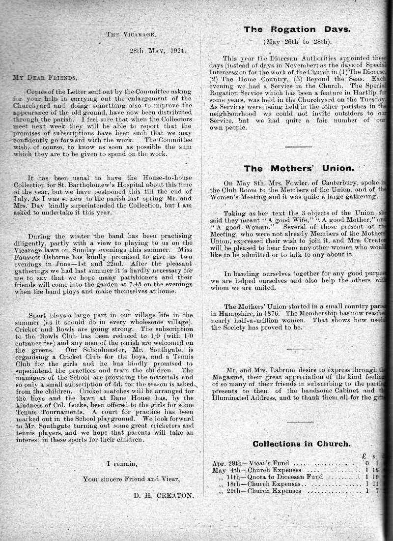 Parish Magazine page number 2 for Jun 1924