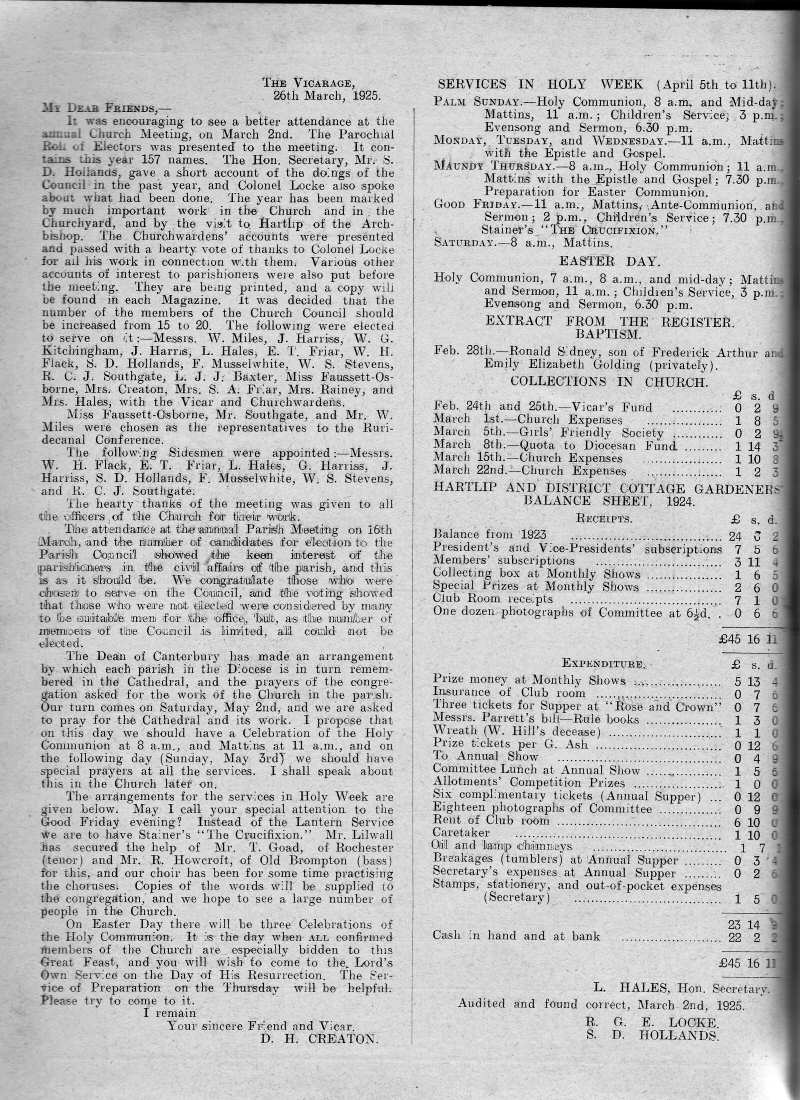 Parish Magazine page number 2 for Apr 1925