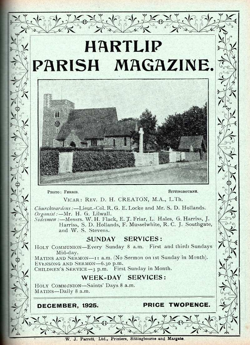 Parish Magazine page number 1 for Dec 1925