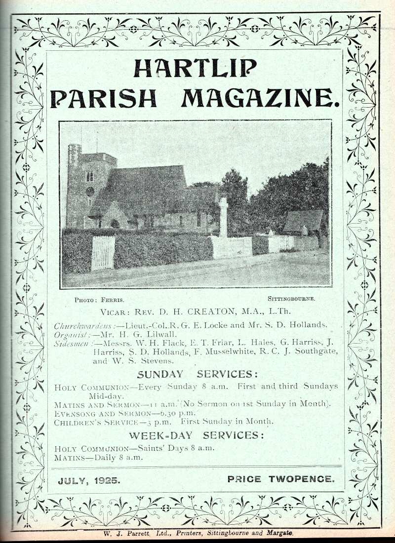 Parish Magazine page number 1 for Jul 1925