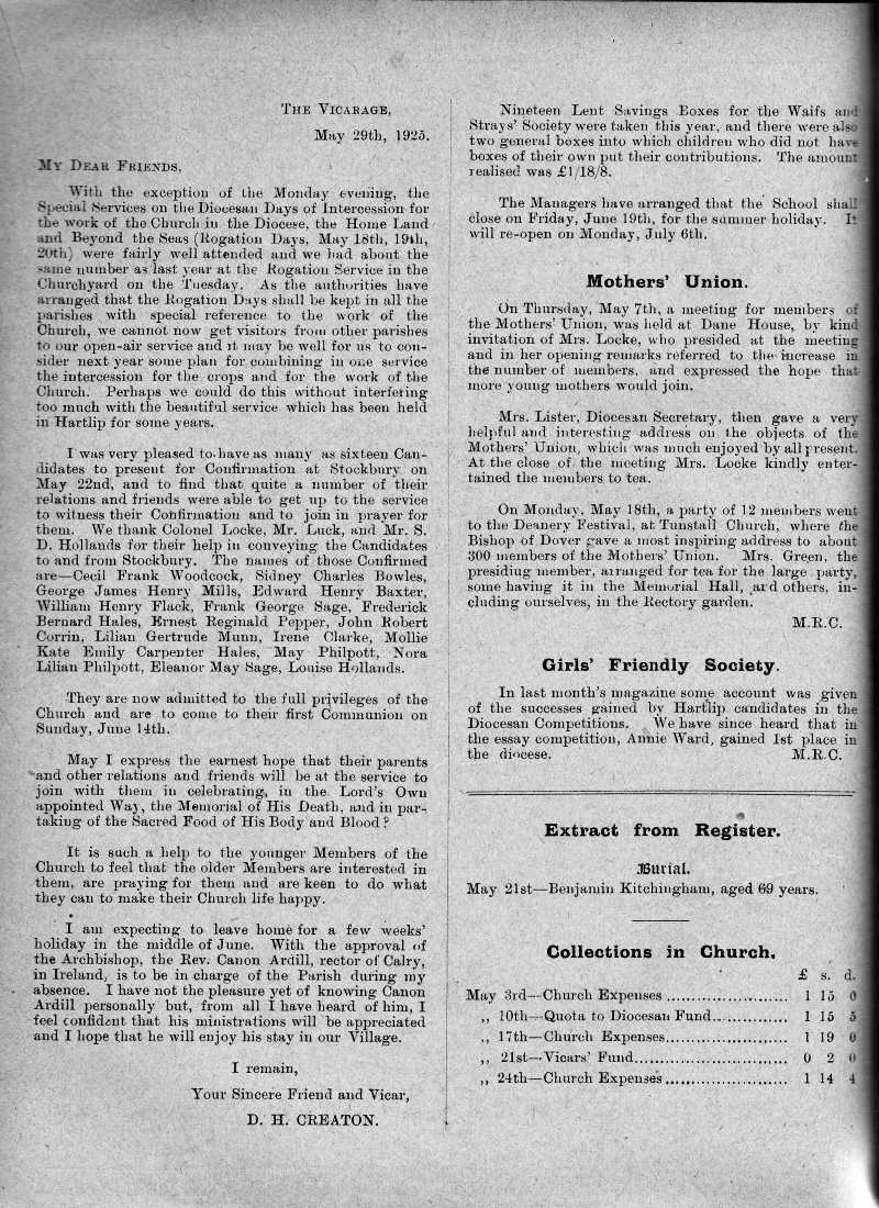 Parish Magazine page number 2 for Jun 1925