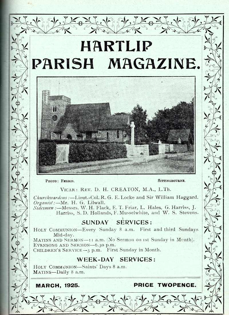 Parish Magazine page number 1 for Mar 1925