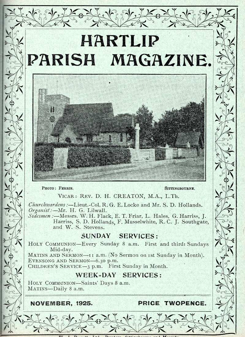 Parish Magazine page number 1 for Nov 1925