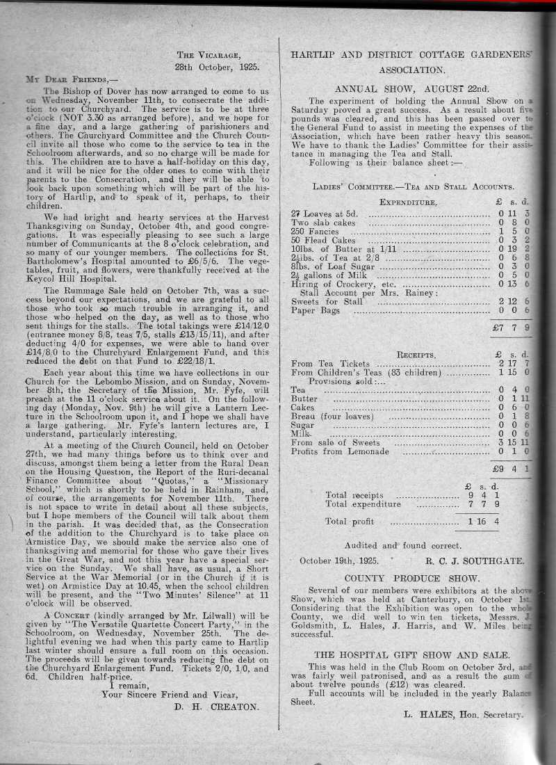 Parish Magazine page number 2 for Nov 1925