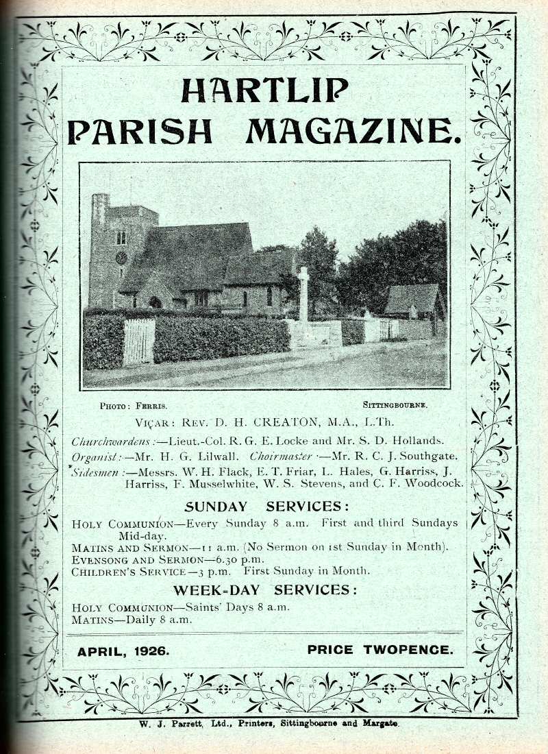 Parish Magazine page number 1 for Apr 1926