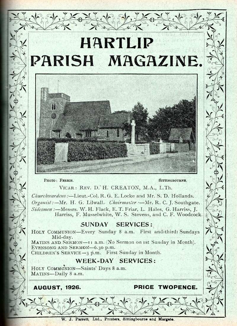 Parish Magazine page number 1 for Aug 1926