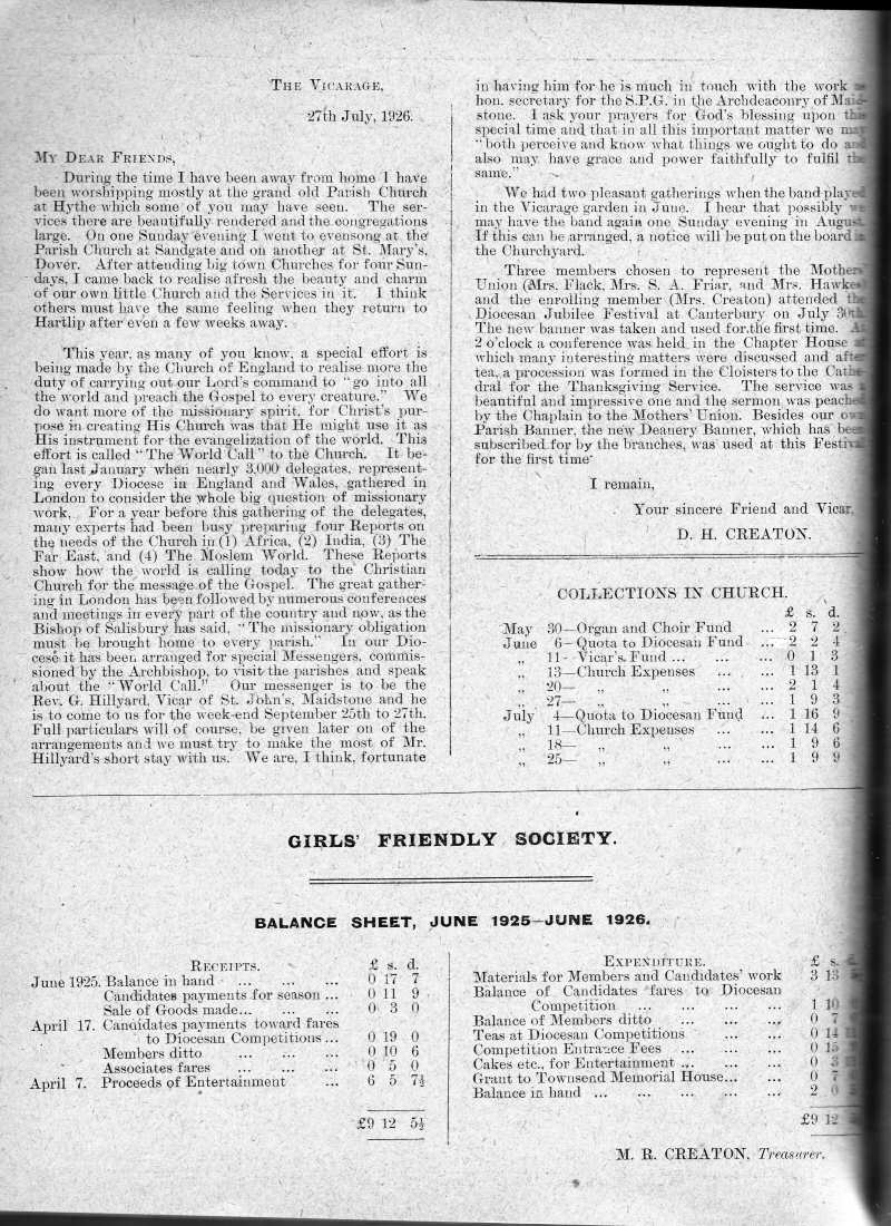 Parish Magazine page number 2 for Aug 1926